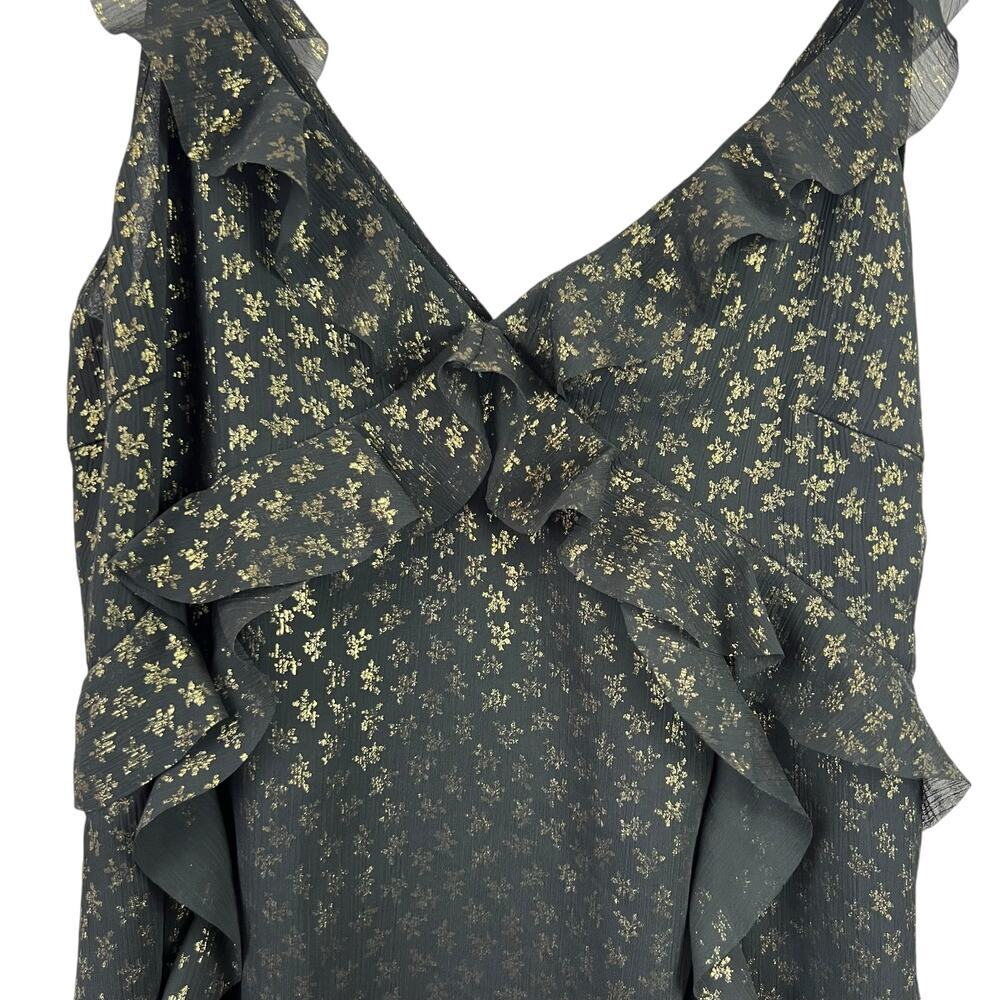 All Saints Derrell Black & Gold Ruffle Dress - Picture 14 of 15